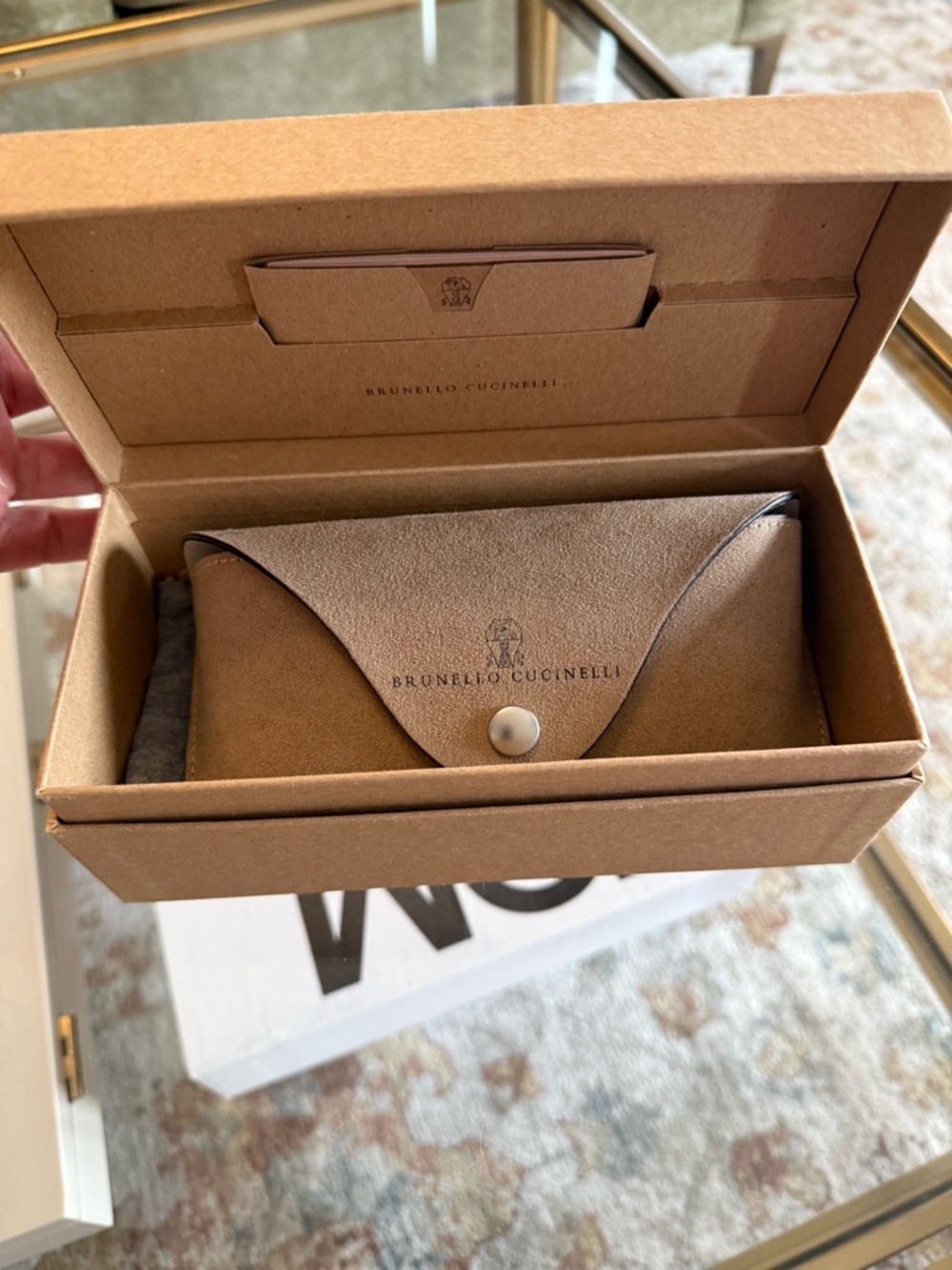 Brunello Cucinelli Gold Frame Glasses with duster, case, original box